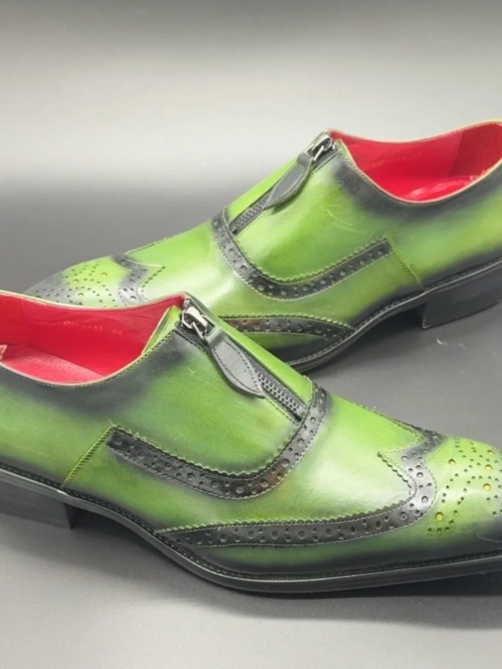 Why Not by Larritus Green two tone Leather Shoe, Oxford Lace up Dress Shoe